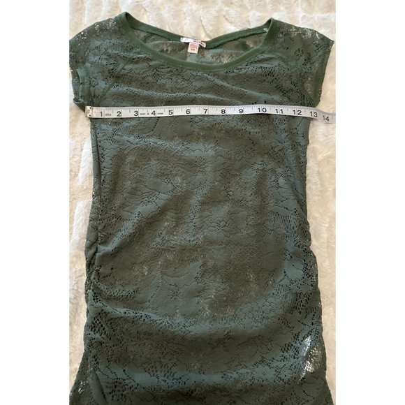 Bongo Brand Lace Short Sleeve Top Green 100% Nylon Junior's Size S - Picture 4 of 10